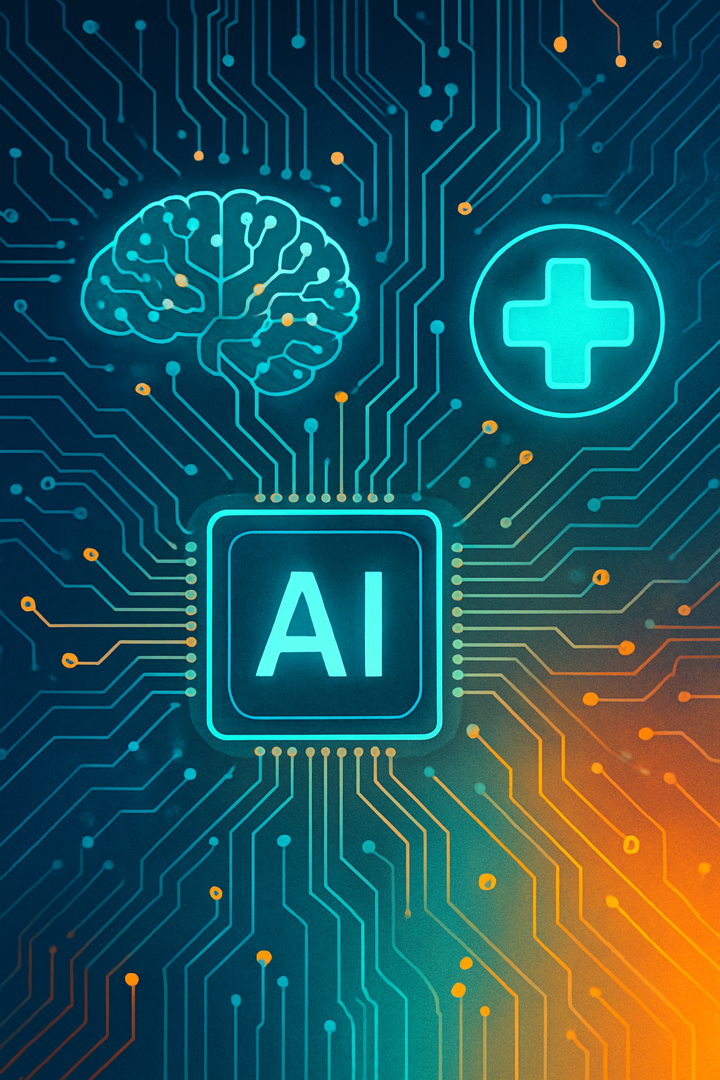 Abstract illustration of AI and healthcare